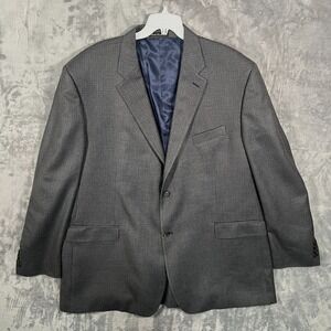 Lauren Ralph Lauren Blazer Mens 52L Long Suit Jacket Gray Blue Houndstooth Silk